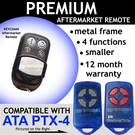 Garage Door Remote Control Compatible With Blue Ata Ptx 4 Securacode