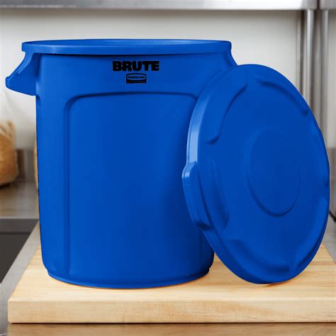 Rubbermaid Brute Gallon Blue Round Trash Can And Lid