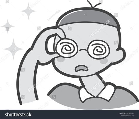 Boy Sparkling Eyes Touching His Glasses Stock Vector Royalty Free