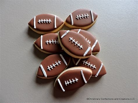 Mini Football Cookies Decorated Sugar Cookies For Sports Etsy