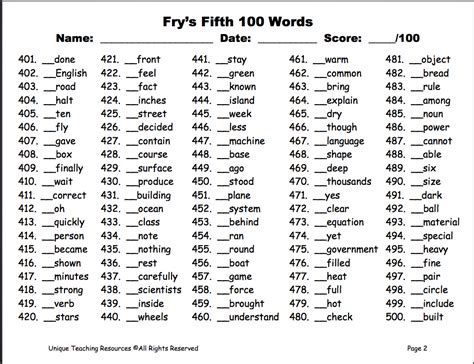 Fry Words And Phrases Mrs Groendyke