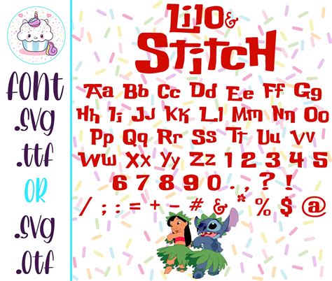 Lilo And Stitch Font Svg Alphabet For Cricut Silhouette Etsy