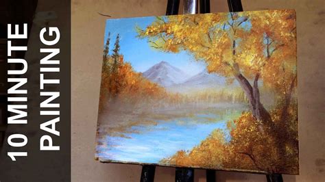 Watercolor painting of beautiful misty forest landscape scenery easy and step by step. Painting a Autumn Forest Landscape with Acrylics in 10 ...