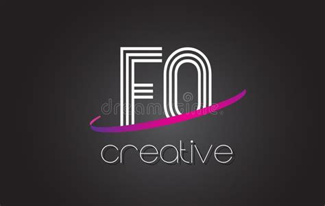 Fo F O Letter Logo With Lines Design And Purple Swoosh Stock Vector