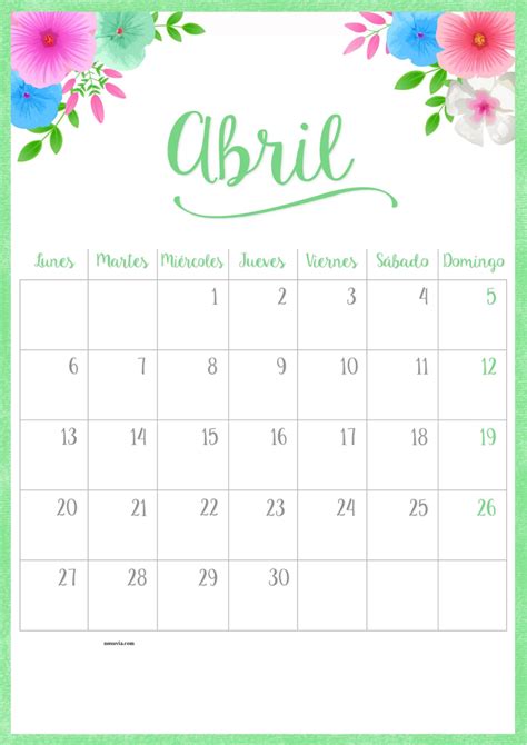 Plantilla Calendario Abril 2020 Para Imprimir Pdf