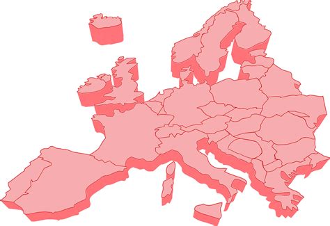 Europe Countries Map 3d Red Png Picpng