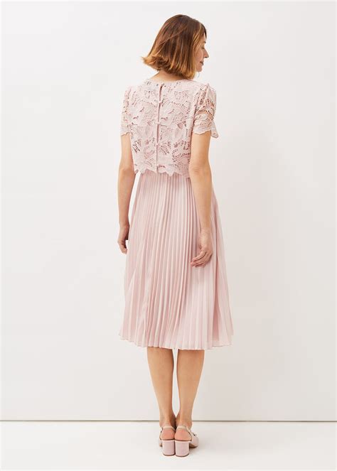 Samina Pleated Double Layer Lace Dress Phase Eight