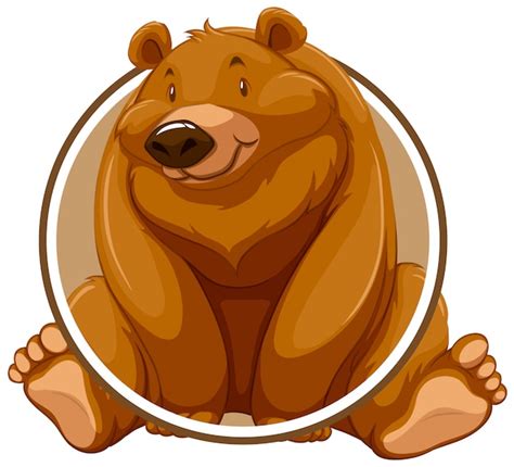 Premium Vector A Grizzly Bear Circle Sticker
