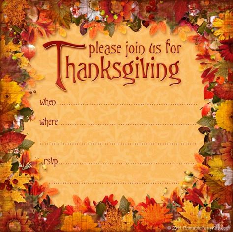 Free Printable Thanksgiving Invitations Templates Sampletemplatess