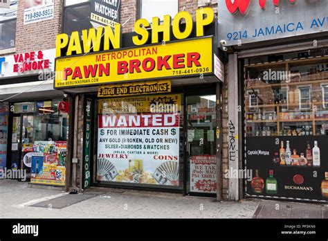 The Exterior Of And Entrance To The Metropolitan Pawn Broker Pawn Shop On Jamaica Avenue In The