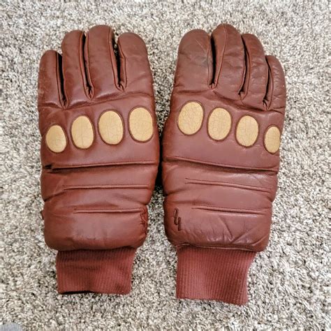 Vintage Hotfingers Brown Leather Gloves Mens Large Gem
