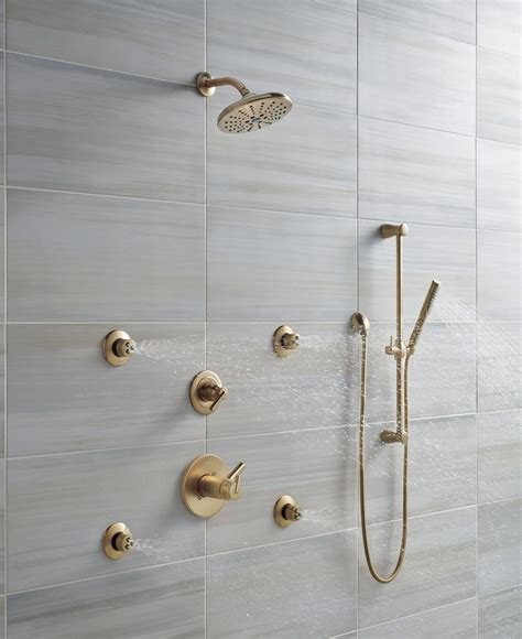 Delta Trinsic Champagne Bronze Shower System With Body Sprays And Hand