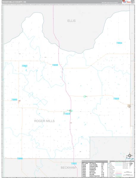 Roger Mills County Ok Wall Map Premium Style By Marketmaps Mapsales