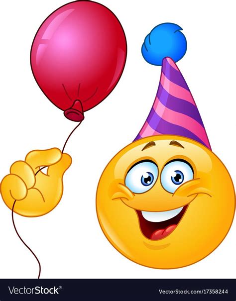 Birthday Emoticon With Balloon Vector Image On Vectorstock Birthday