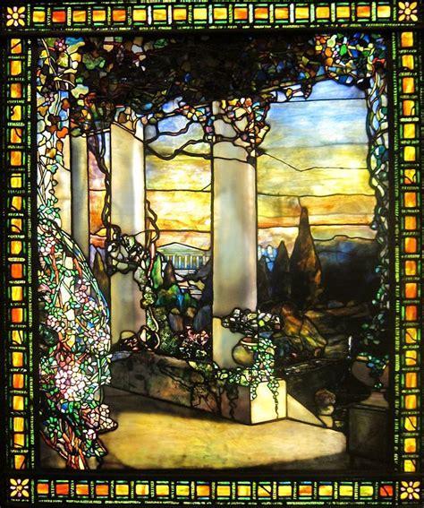Landscape With A Greek Temple By Louis Comfort Tiffany Stained Glass Art Stained Glass Windows