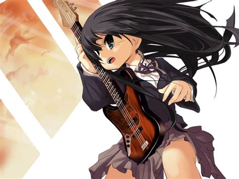 Safebooru 1girl Akiyama Mio Bangs Bass Bass Guitar Black Eyes Black