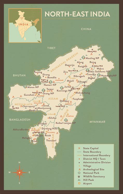 North East India Tourist Map