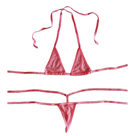 Women’s Sheer Extreme Bikini Halterneck Top And Tie Sides Micro Thong Sets Buy Online In Qatar