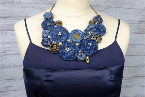 Handmade Bib Denim Necklace 3 Wrapit Crafts