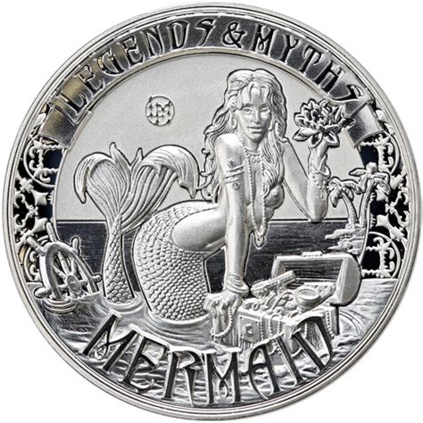 2 Oz Reverse Proof Solomon Islands Silver Mermaid Coins L