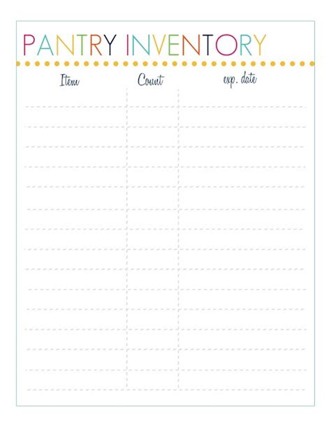 Pantry Inventory List Excel Templates