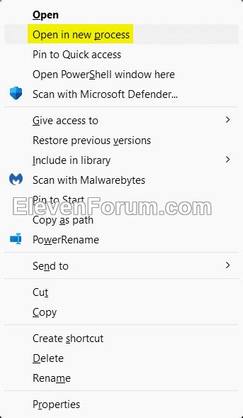 Add Or Remove Open In New Process Context Menu In Windows 11 Tutorial