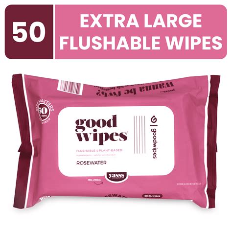 Goodwipes Flushable And Biodegradable Wipes With Botanicals Rosewater 1 Pack 50 Count