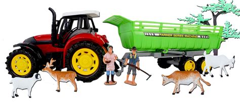 Childrens Pretend Play Country Side Farm Tractor W Animals Play Set