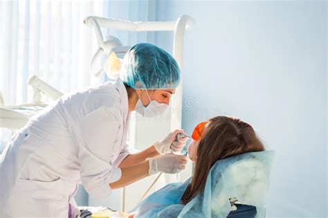 Young Woman Getting Dental Treatment Dental Clinic Stock Photo