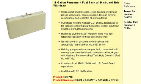 18 Gallon Permanent Fuel Tank Starboard Side Withdraw 032718 Moeller