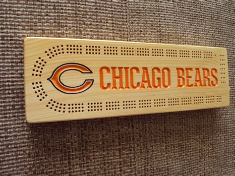 Rustic Cribbage Board Chicago Bears Football Furniture Log