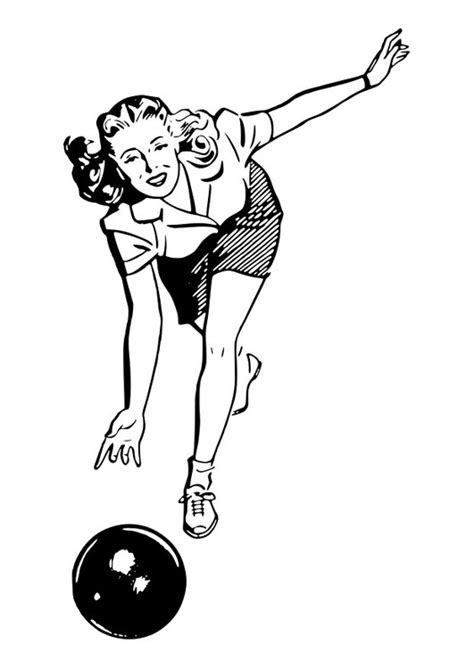 Coloriage Femme et Bowling dessin gratuit à imprimer