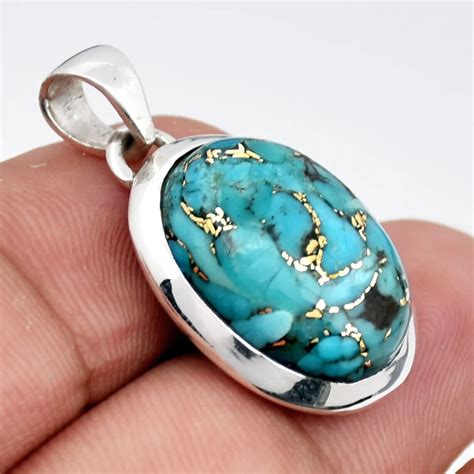 Awesome Blue Copper Turquoise Gemstone Sterling Silver Handmade