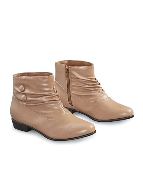 Collections Etc Collections Etc Womens Button Ankle Slouch Boots W