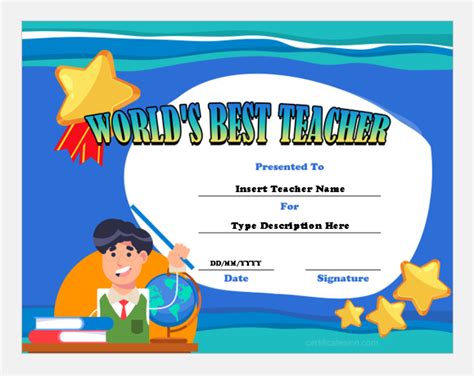 Worlds Best Teacher Certificate Templates Download And Edit