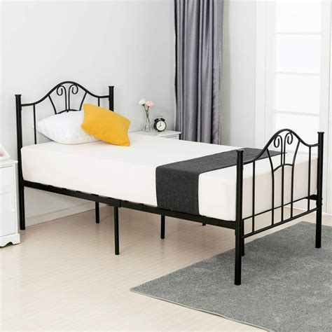 Mecor Metal Twin Xl Bed Frame Platform Bed With Curved Steel Headboard