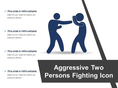 Aggressive Two Persons Fighting Icon Powerpoint Slide Template