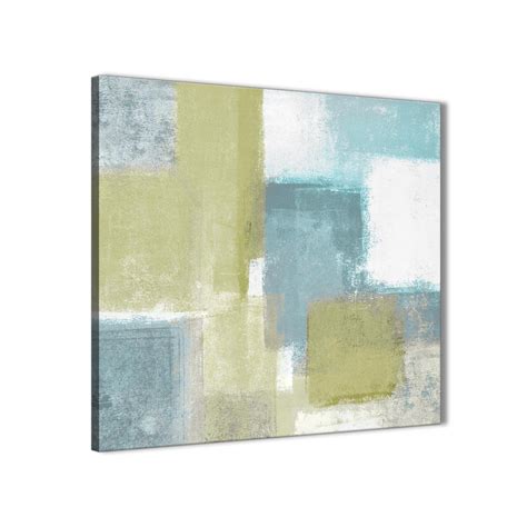 Lime Green Teal Abstract Painting Canvas Wall Art Print