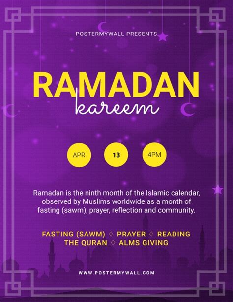 Ramadan Kareem Flyer Template Postermywall Event Poster Template