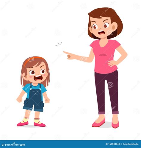 Mamá Trata De Hablar Con Su Hija Enojada Ilustración Del Vector