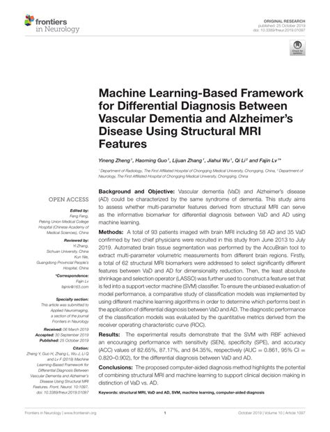 Pdf Machine Learning Based Framework For Differential Diagnosis