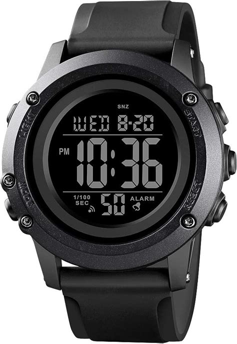 men s digital sports watch led screen large face militray electronic wristwatch with waterproof
