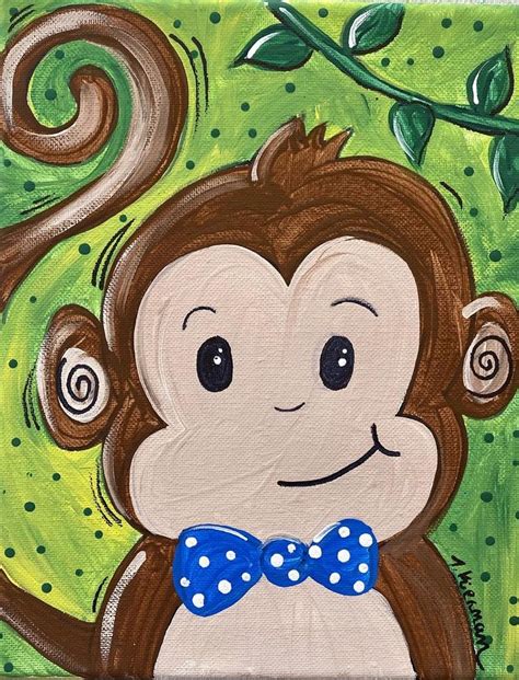 Lesson Download Cute Monkey Painting Includes Full Materials Etsy