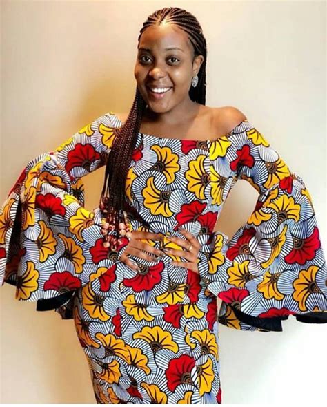 African Print Midi Dress With Bell Sleeves Ankara Dress Midi Etsy
