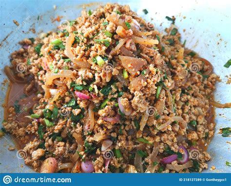 Spicy Minced Pork Salad Larb Moo Traditional Thai Food Stock Image