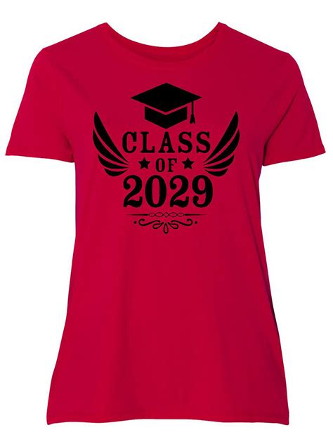 Inktastic Class Of 2029 With Graduation Cap And Wings Womens Plus Size
