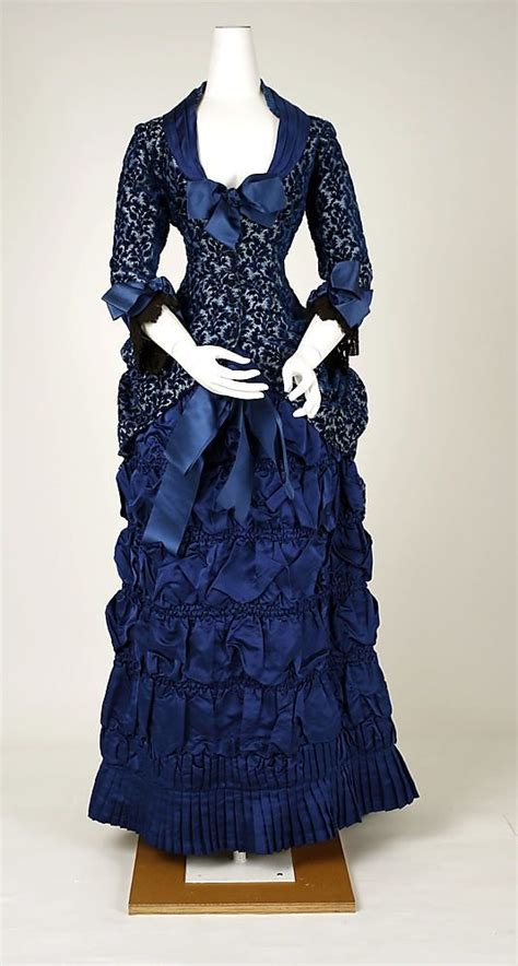1880 Blue Evening Dress Historical Dresses Vintage Outfits 19th