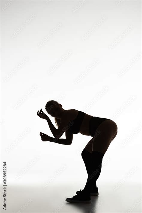 Silhouette Of Sexy Girl Twerking Isolated On White Stock Photo Adobe Stock
