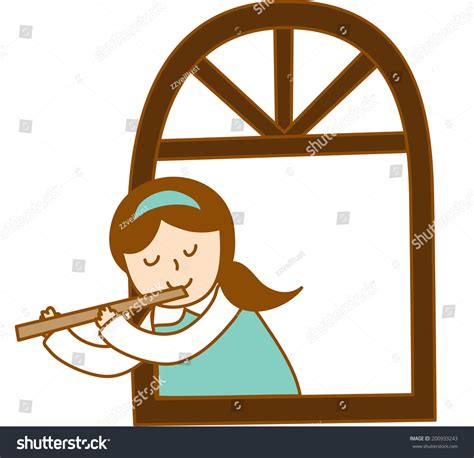 View Girl Playing Flute Stock Vector Royalty Free 200933243