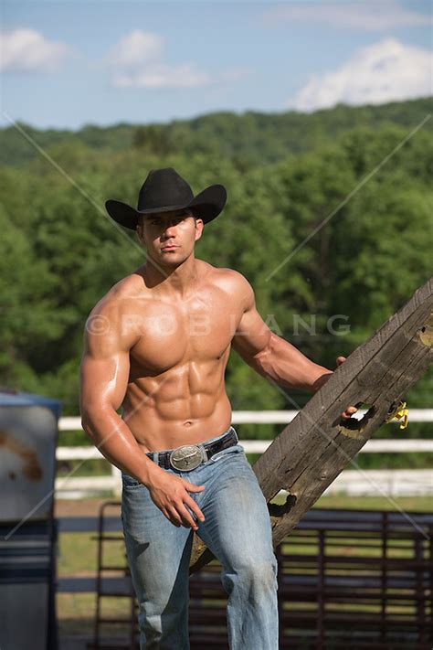 Muscular Shirtless Cowboy On A Ranch ROB LANG IMAGES LICENSING AND